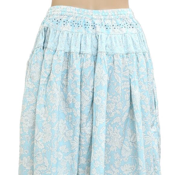 Free People Gesibelle Printed Maxi Skirt Eyelet Embroidered Cotton XS New 279849 - Picture 7 of 8